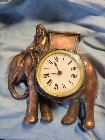 Antique Elephant Clock By Robert Johns MFR Bronze MetalClock Chicago Cover