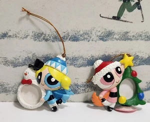 2 Power Puff Girls Bubbles & Blossom Christmas Ornament Cartoon Network 2002 - Picture 1 of 2