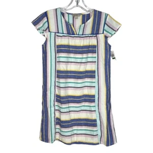 Lucky Brand Dress Girls Large Shift Dress Cream Blue Stripe Bohemian Hippie - Picture 1 of 6