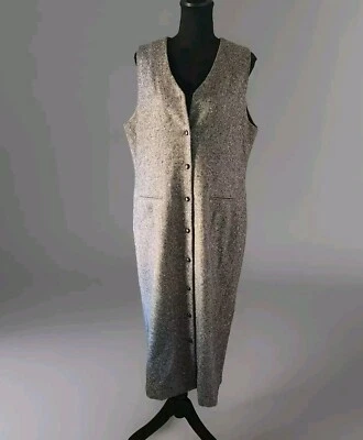 Vestido Talbots Vintage Mujer Talla 14 Lana Maxi Sin Mangas Botón Tweed Largo  Foto 1 de 4