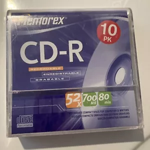 Memorex CD-R 10 Pack in Protective Sleeves 52x 700 MB 80 Minutes 32024547 ** NEW - Picture 1 of 1