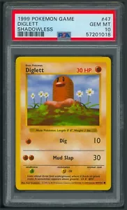 Pokemon Base Set Shadowless Diglett 47/102 PSA 10 - Picture 1 of 2