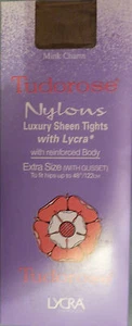 Tudorose Large Size Vintage Luxury Sheen 10 Denier Sheer Nylon Tights with Lycra - Picture 1 of 6