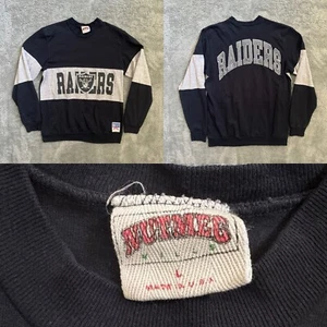 Sudadera De Colección Nuez moscada Para Hombres Raiders Spellout Cuello Redondo Hecha en EE. UU. Talla Grande - Imagen 1 de 7