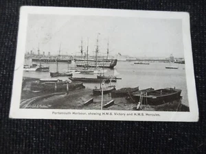 Portsmouth Hafen zeigt HMS Victory und HMS Hercules Postkarte Segeln Dampf S - Bild 1 von 2