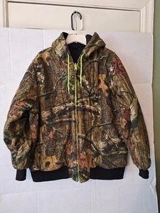 Mossy Oak Walls Mens Camo / Black Reversible Hooded Insulated Hunting Coat - Picture 1 of 19