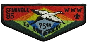 Seminole Lodge 85 Gulf Ridge Council FL 75th Anniversary Flap BLK Bdr (NE 1948) - Picture 1 of 2