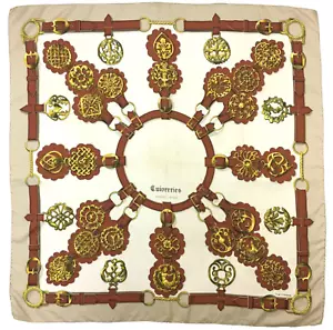 Vintage HERMES "CUIVRERIES" Copperworks 100% Silk Scarf 34" 90 cm France - Picture 1 of 8