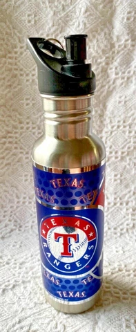 Texas Rangers Stainless Steel Water Bottle MLB Brand New Cover