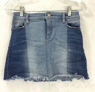 DL1961 Jenny Hollywood / A-Line Raw Hem Stretch Denim Jean Skirt / Girls Size 14 - Image 1 of 4