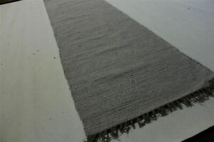  Teppich Kelim Fleckerl Flachgewebe 70x250 cm 100% Wolle Handgewebt grau 