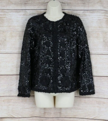 Chaqueta Blazer Formal Elegante de Lentejuelas para Mujer Talla 40 Negra Foto 1 de 4
