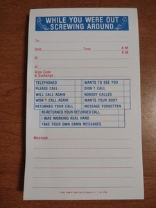 Vintage "While You Were Out Screwing Around" Telefon Nachrichtenblock 50 Blatt - Bild 1 von 10