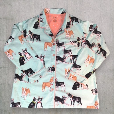 Top de pijama de franela con estampado de perro Nick & Nora Boston Terrier XXL acogedor cómodo caprichoso Foto 1 de 4