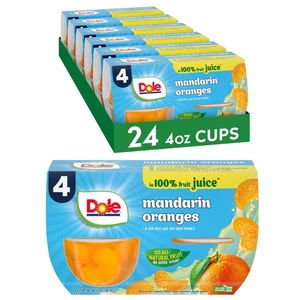 Fruit Bowls Mandarin Oranges in 100% Juice Snacks, 4oz 24 Total Cups, Gluten ... - Picture 1 of 8