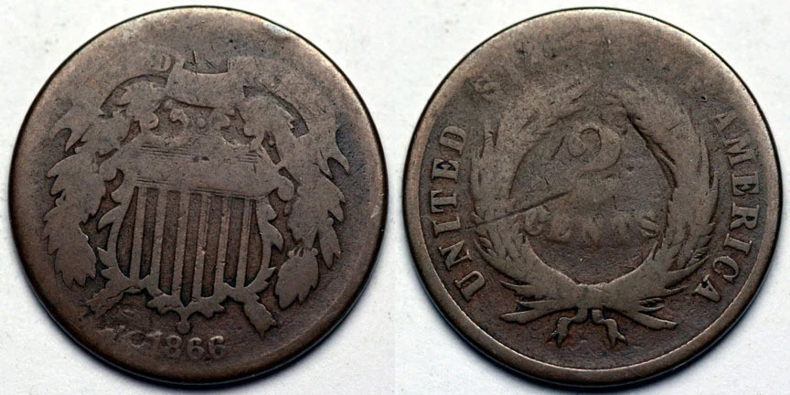 1866 Two Cent Piece - Image 1 of 1