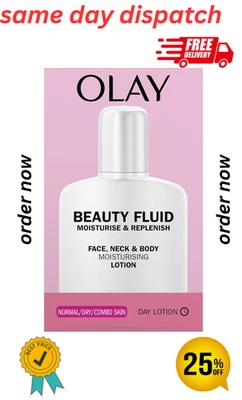 Olay Beauty Fluid Moisturise & Replenish Face, Neck And Body Lotion 200ml