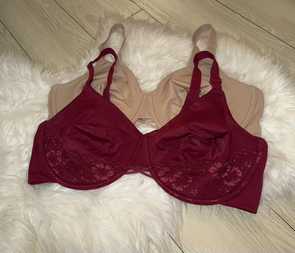 2 Vanity Fair 76571 Radiant Back Smoothing Bras Unlined Underwire Womens 42D - Image 1 of 4