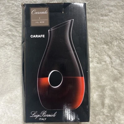 Crescendo Luigi Bormioli Italy 48 Oz Wine Carafe Clear Crystal 12" High w/ Box - Image 1 of 4