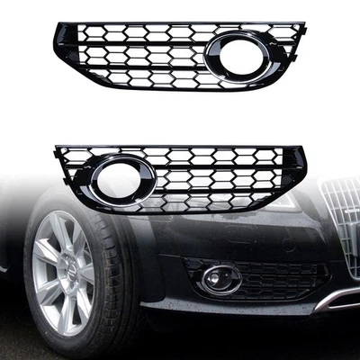 2X Honeycomb Front Bumper Fog Light Grill Cover for Audi A4 B8 Allroad 2009-2015 - Image 1 of 4