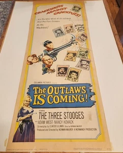 THE THREE STOOGES FILMPOSTER 1/4 BLATT "THE OUTLAW IS COMING" 14X36 HANDSIGNIERT - Bild 1 von 24