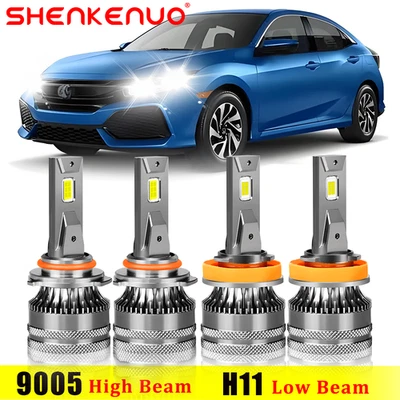 For Honda Civic 2016 2017 2018 - 2020 LED Headlight High/Low Beam Bulbs 6500K - Image 1 of 4