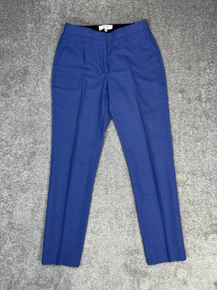 Pantalones de vestir Reiss para mujer 4 azules de lana tiro medio pierna recta negocios formales Foto 1 de 4