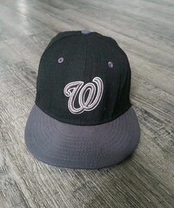 Washington Nationals New Era Fitted Cap Hat Black Gray MLB Classic Comfort - Picture 1 of 9