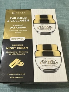CB Clear Beauty TWO PACK ANTI AGING DAY + NIGHT FIRMING 24k Gold Collagen *NEW - Picture 1 of 5