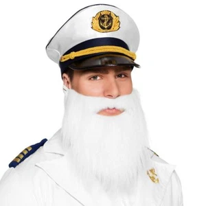 WHITE CAPTAIN / OLD MAN STYLE BEARD FANCY DRESS ACCESSORY - Picture 1 of 1