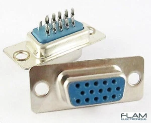 Connecteur à souder VGA Femelle 15 broches -Female HD15 solder connector 15 pins - Foto 1 di 2