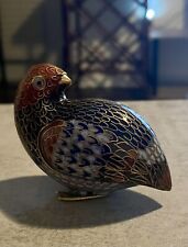Hand Crafted Vintage Cloisonne Enamel & Brass Bird Figurine - Small