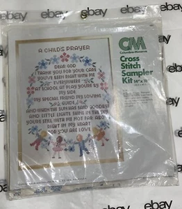 1979 Vintage A Child's Prayer Cross Stitch Sampler Kit Columbia-Minerva NEW! NOS - Picture 1 of 5