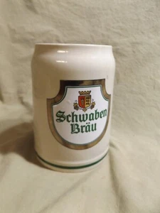 Vintage Stoneware Style Beer Stein Advertising SCHWABEN BRÄU applied handle - Picture 1 of 8