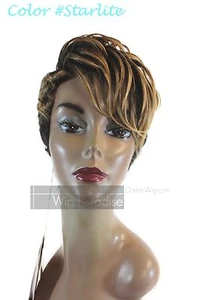 Vanessa Synthetic Short Straight Finger Waves Premium High Heat Fiber Degal Wig - Picture 1 of 3