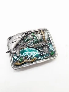 Fly Fishing - Vintage 1983 P-146 Bergamot Brass Works belt buckle - Picture 1 of 2