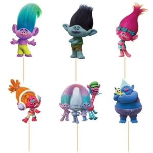 24 Pcs, Trolls Cupcake Toppers Kids Birthday Party Supplies. - Picture 1 of 1