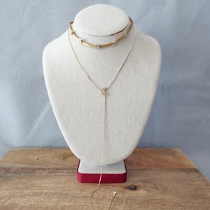 Mia Moon and Stars Choker Necklace Long Y Drop Gem Gold Tone Boho Chic Wiccan - Picture 1 of 10