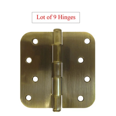 9 de bisagras de puerta exteriores de esquina redonda de latón antiguo de 4"X 4" con radio de 5/8" de 4 pulgadas Foto 1 de 3
