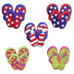 Unotrim Flip Flops Sandals Shoes Self Adhesive Iron On Applique Sticker Patch - Picture 1 of 5