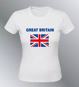 Tee shirt drapeau Anglais femme euro football Union Jack flag Great Britain - Imagen 1 de 7