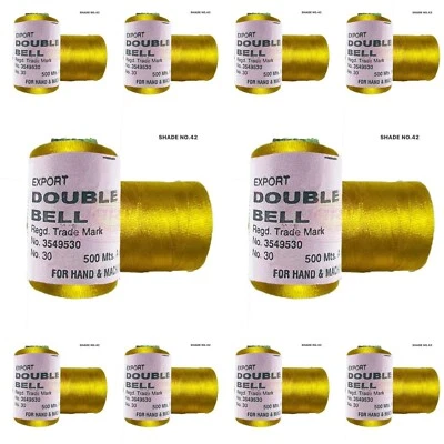 10X Double Bell Viscose Rayon Thread for Embroidery Color Sun Yellow Shade No.42 - Image 1 of 3