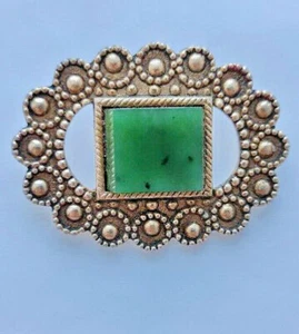 Vintage jade pin brooch natural green jade  gn953 - Picture 1 of 6