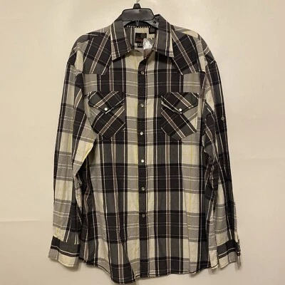Point Zero Shirt Mens XXL Guitar Rock Western Pearl Snaps Black Plaid NWT - Image 1 of 4