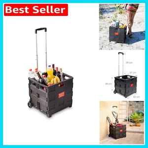 Wheeled Shopping Crate - Heavy Duty, Foldable, 35 kg Capacity, Adjustable Handle - Picture 1 of 11