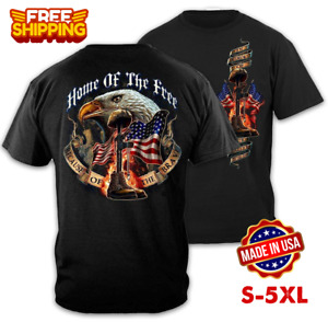 Home Of The Free Patriotic Veteran T-Shirt, US Size S-5XL, Made in US
