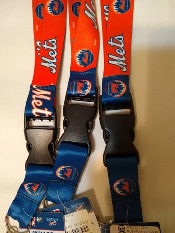 SET THREE - New York Mets MLB Sports Key Chain Lanyard with Clip-orange and blue Cover