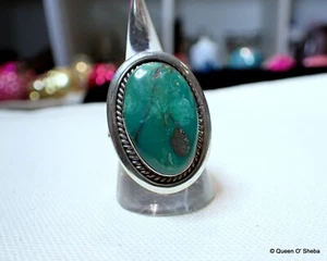 Native American Turquoise Ring Sterling Silver Size UK P USA 7 3/4# - Picture 1 of 13