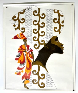 Stampa copricapo africano 1966 di Betty Brader 19x23" donna perenne arte - Foto 1 di 14