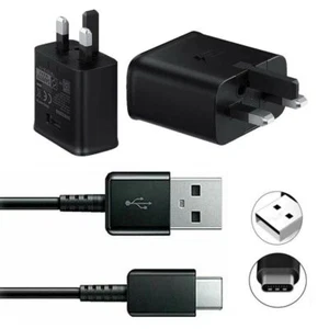 Samsung Fast Charging UK Plug OR USB C Cable For Galaxy Z Flip3 5G Z Flip4 S20 - Picture 1 of 21